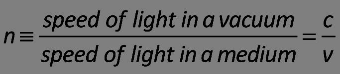 The Index of Refraction When light passes from one medium to another, it is refracted because the speed