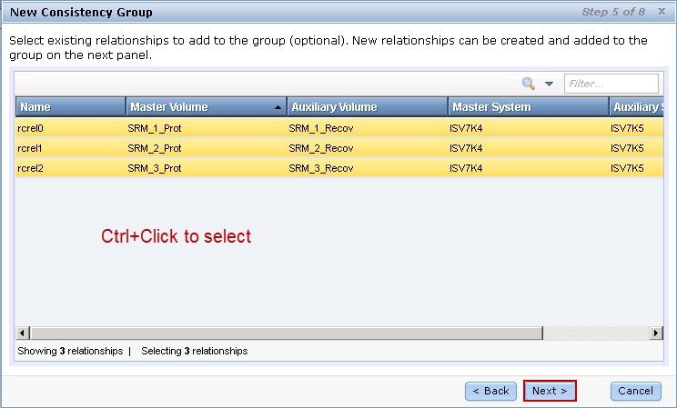 6. As shown in Figure 52, select the existing relationships to add to the group and then