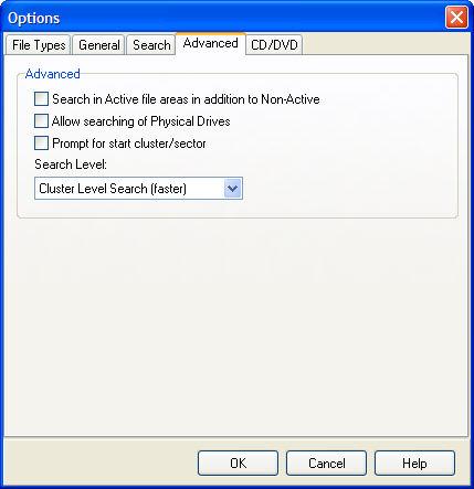 Page 5 of 5 Search Active and Non-Active Areas: If this is selected Recover My Files will search the entire drive, sector by sector or cluster by cluster.
