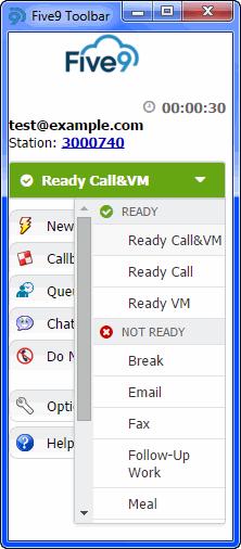 During a call, if you want to set your status to not ready at the end of the call, select a Not Ready reason code.