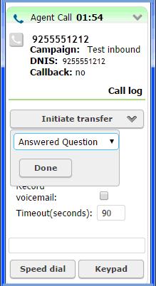 Processing Calls Transferring Calls 3 Select a transfer option: Note You are prompted to set the disposition of the call only if you are transferring the call to an external number.