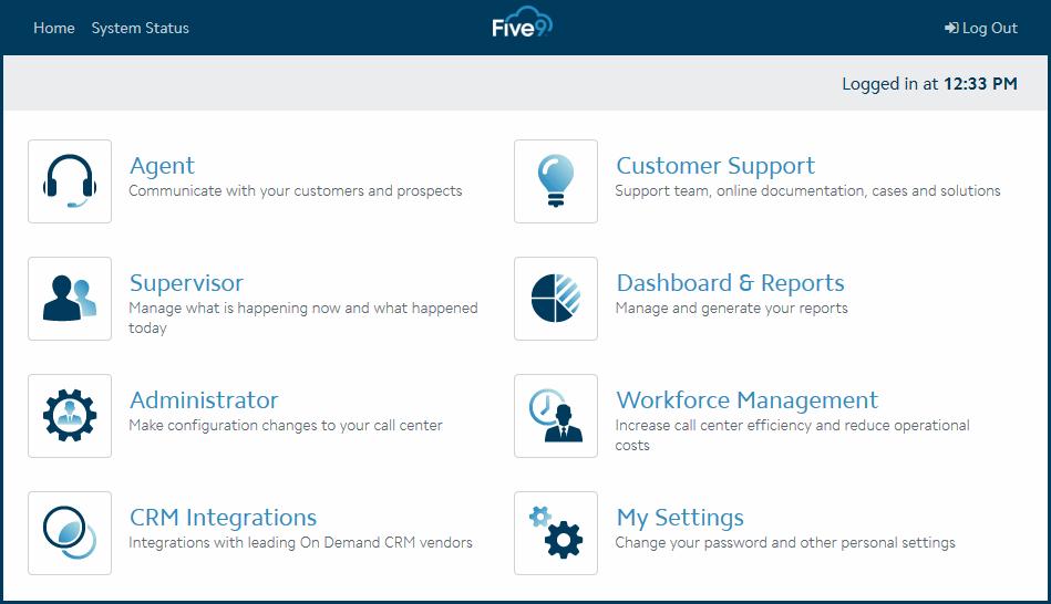 Installing and Using the Five9 Agent Desktop Toolkit Installing the Five9 Agent Desktop Toolkit Adapter 1 Log into your Five9 account. 2 Click CRM Integrations.