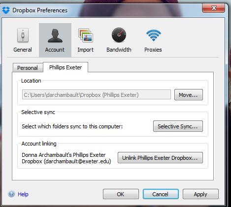 Preferences Go to the Account tab, select Phillips Exeter and click Selective Sync. You can uncheck any folder you don t want to sync to your local computer.