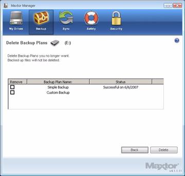 Figure 17: Delete Backup Plan Listed is the Backup Plan for each OneTouch drive connected to your computer. Step 3: Select the Backup Plan you want to delete and click Delete.