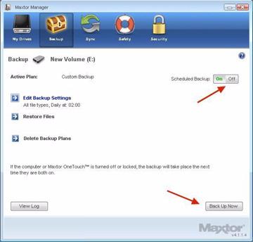 Figure 18: Automatic Backup Off Backing Up Manually You can back up files manually whenever you like, whether Automatic Backup is on or off.