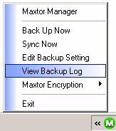 Figure 20: Backup OR Click the OneTouch icon in your System Tray to display the OneTouch popup menu: