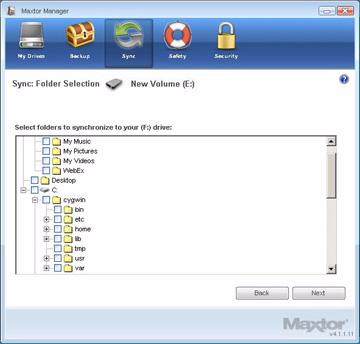 Figure 4: Folder Selection Step 3: Select the folders to be synchronized.