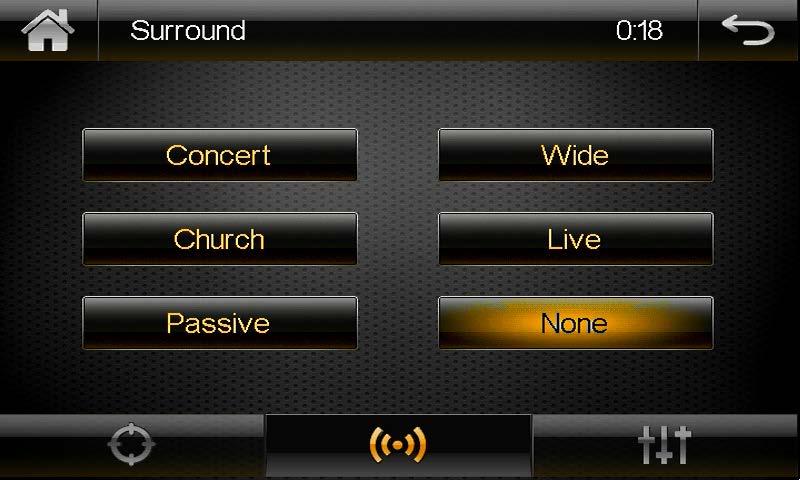 2.2 Surround sound You can choose from Concert, Church, Passive, Wide, Live, and None. 2.