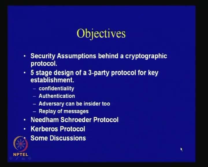(Refer Slide Time: 01:04) So, first of all, we will try to, essentially understand, what are the important and implicit assumptions, which are there in a cryptographic protocol or what are the