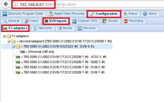 software driver and run tvheadend-c. (See screenshot below.) 9.