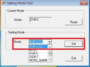 1 Open the TBS5580 Mode Change tool choose the right Mode as you want then click Write to