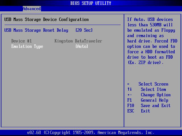 By default any USB Mass Storage Device that is less than 530MB in size will boot up in DOS as drive A, and any device larger will boot up as drive C.