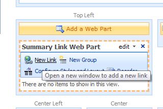4. Change the title from Summary Link Web Part to the name of Choice (or you can leave it if you plan on selecting Chrome type as None.) 5. Avoid the use of the word menu 6.