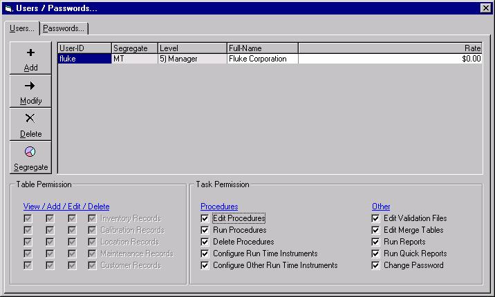 Fluke Metrology Software Version 7 Software Procedure The following procedure describes how to set up additional users.