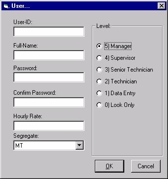 Version 7 Software A Getting Started Exercise 4. Select Add. The Add User dialog box opens. Figure 2. Add User dialog box zu02.bmp 5. Fill in the User Name and Real Name.