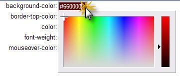 Click on the color field to select a color from the color chart or enter the HEX value. The field will display the color that is chosen.