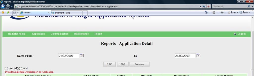 Figure 3.2.1: The Application Detail Report 3.