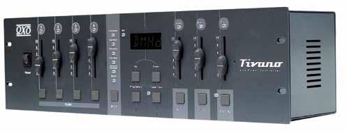 TIVANO ELECTRONICS 4 channels DMX /MIDI pack 4 individual faders and 1 master fader 4 Flash buttons, Full On & Standby (priority) 43 presets chases with adjustable chase rate 7 programmable chases,