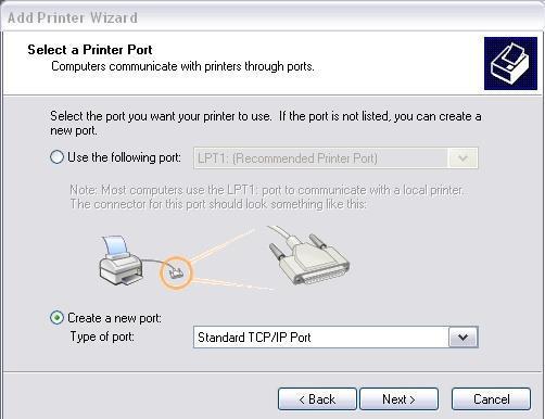 XP When the TCP/IP Port Wizard menu comes up, click on the Next button Type in the IP