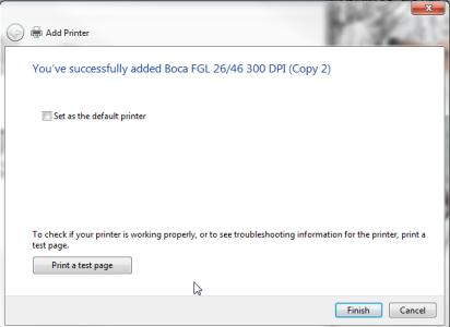 tton. b. Windows 7 - Do not click on Print a test page.
