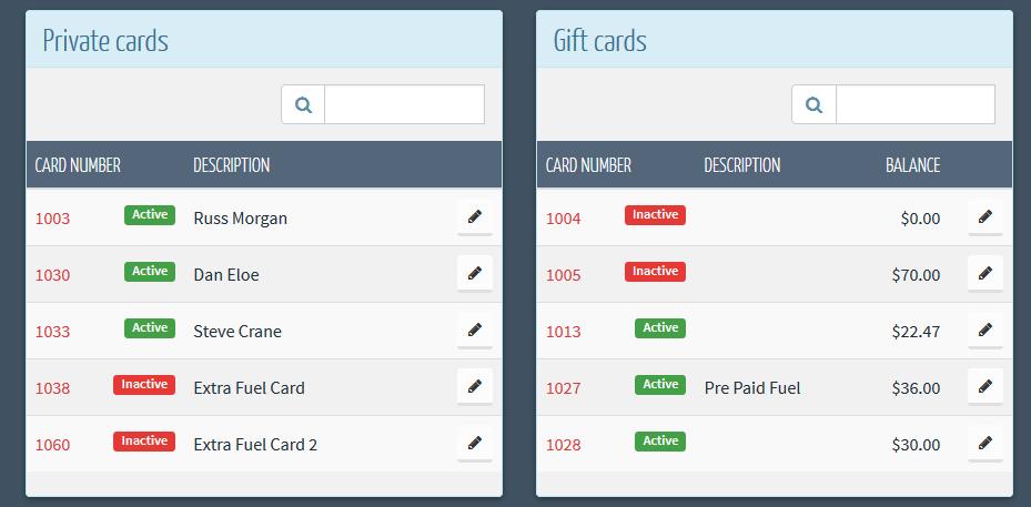 Editing Customer Cards In addition to editing a customer s basic information, you can also edit each of their active and inactive cards.