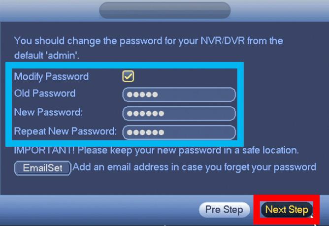F. Check Modify Password to change the existing default password which is