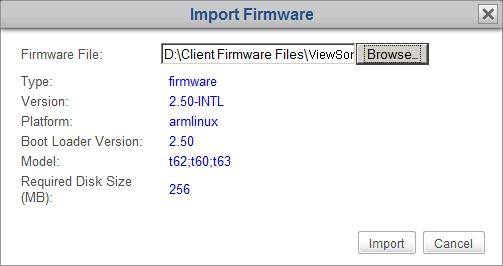 Establishing a Basic Administration Environment 6. Click Import to start importing the selected firmware file. 7. On completion, the imported firmware file appears as an entry in the Firmware list.
