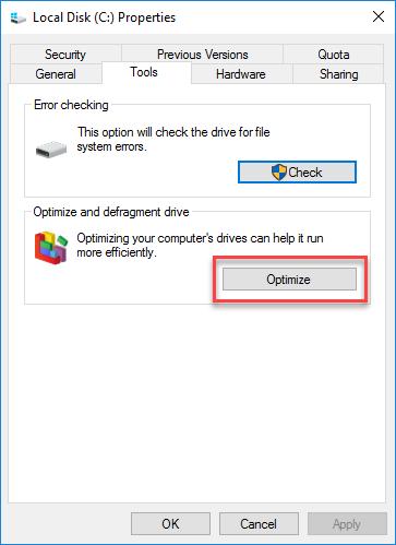 Lab - Hard Drive Maintenance in Windows 10 Step 2: Use the Disk defragmenter tool.