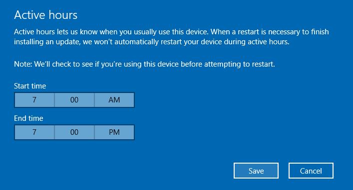 Lab Check for Updates in Windows 10 b. Active hours lets you specify when you are generally using this PC so automatic restarts will not occur.