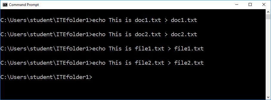 Use the dir command to verify the folder creation. g. Type cd.. to change the current directory. Each.. is a shortcut to move up one level in the directory tree. After issuing the cd.