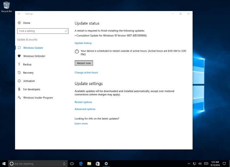 Lab Check for Updates in Windows 10 c. The Update status window will notify you when all updates have been downloaded and installed.