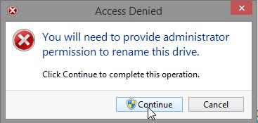 d. If an Access Denied window opens, click Continue to complete the operation.