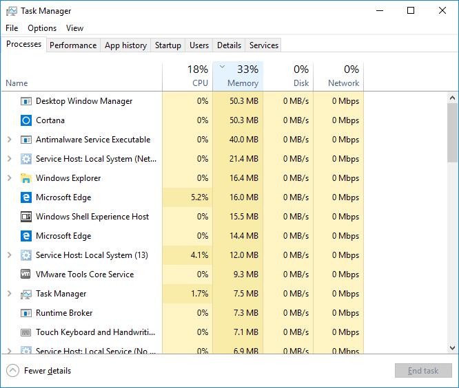 Lab Task Manager in Windows 10 b. Click the Memory heading. Click the Memory heading a second time.