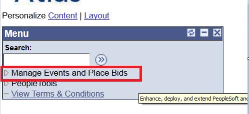 4 Submitting and managing bids This section contains instructions on how to search for bid events and view solicitation documents, bid on events, and manage submitting bids. 4.