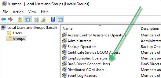 When you cannot direct connect to the VM using the local administrator account, you use a Group Policy Object (GPO) policy in your Active Directory environment to add domain accounts to the DaaS