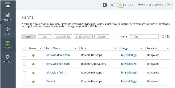 Create a Farm You create farms using the Farms page. Note The RDS-enabled image is also referred to as an RDS host or an RDSH (Remote Desktop Services Host) image.
