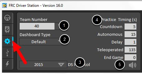 The Setup Tab contains a number of buttons teams can use to control the operation of the Driver Station: 1)Team Number - Should contain your FRC Team Number.