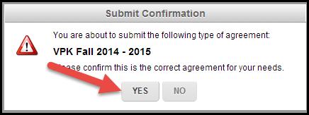 39. In the submit confirmation window select yes. 40. The Agreement Status will now change to Submitted. 41. Upload all of your supporting documentation into the document library (Section 3.4).