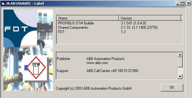 Section 2 Application About About This GUI gives the user basic information like the version of the DTM and the other
