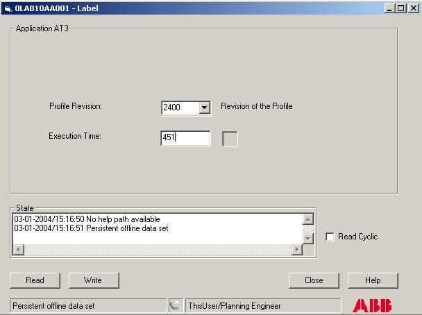 Section 2 Application User defined GUI Example for a user defined application in offline mode: Figure 22.