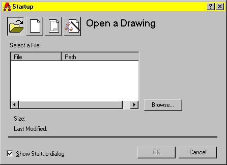 Starting AutoCAD When you start AutoCAD, the Startup dialog box is displayed. The dialog box provides you with four ways to start a drawing.
