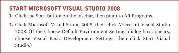 Starting Microsoft Visual Studio 2008 Figure