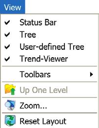Menu bar 2.3 [View] 2.3.1 Hiding/showing bars and windows Bars and windows in TROVIS-VIEW can be hidden or shown as required.