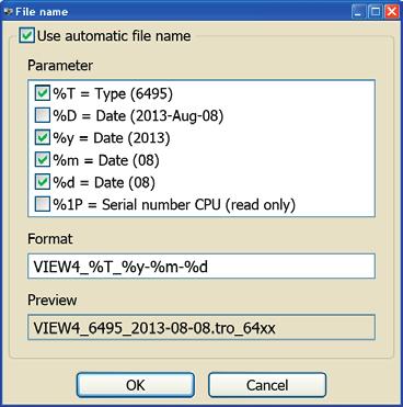 3 Generating automatic file names If required, the file name can be automatically generated on saving the latest version of a TROVIS-VIEW document.