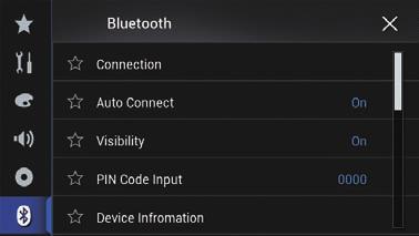 Appendix Appendix Bluetooth menu Page Connection 16 Auto Connect 18 Visibility 19 PIN Code Input 19 Device Information 20 Auto