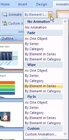 Animation Options The illustrations below display some of the animation options available for the variety of objects you can insert into