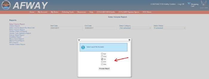 Check the box next to the format you wish to use and click Process Report.