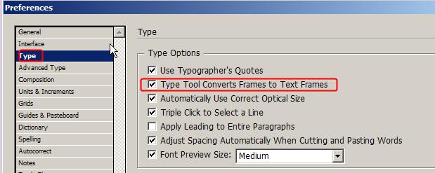 Working with Text Text can be added to a document several different ways: Type Tool this will add a text box; just draw the frame on the page and type the text in the box Use any other frame or