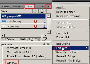 Another option to relink a file is to select the relink option from the Links Panel Menu. Select Relink. What happens if you try to print and/or export a file with image issues?
