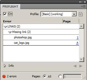 The Preflight Panel is located in the Windows Menu, Output, Preflight.